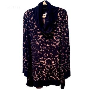 SOMA Leopard Print Cowl Neck Tunic Top Size XXL